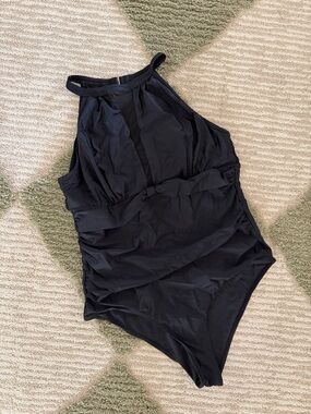 Black High Neck One-Piece Swimsuit